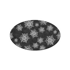 Snowflakes And Star Patterns Grey Snow Sticker (Oval)