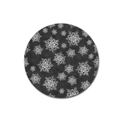 Snowflakes And Star Patterns Grey Snow Magnet 3  (Round)