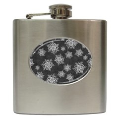 Snowflakes And Star Patterns Grey Snow Hip Flask (6 oz)