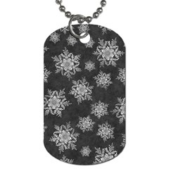 Snowflakes And Star Patterns Grey Snow Dog Tag (Two Sides)