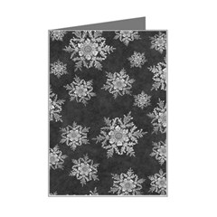 Snowflakes And Star Patterns Grey Snow Mini Greeting Card