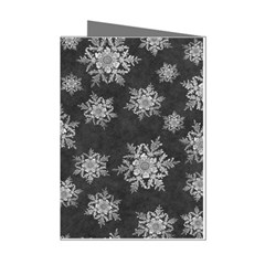 Snowflakes And Star Patterns Grey Snow Mini Greeting Cards (Pkg of 8)