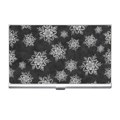 Snowflakes And Star Patterns Grey Snow Business Card Holder