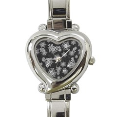 Snowflakes And Star Patterns Grey Snow Heart Italian Charm Watch