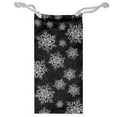 Snowflakes And Star Patterns Grey Snow Jewelry Bag