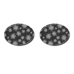 Snowflakes And Star Patterns Grey Snow Cufflinks (oval) by artworkshop