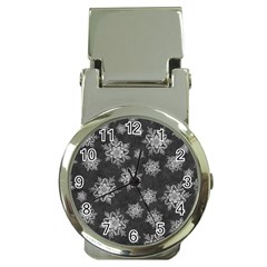 Snowflakes And Star Patterns Grey Snow Money Clip Watches