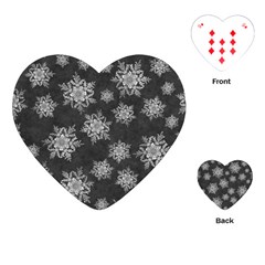 Snowflakes And Star Patterns Grey Snow Playing Cards Single Design (Heart)