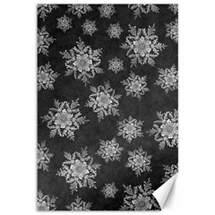 Snowflakes And Star Patterns Grey Snow Canvas 12  x 18 