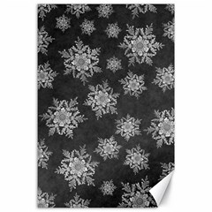 Snowflakes And Star Patterns Grey Snow Canvas 24  x 36 