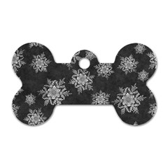 Snowflakes And Star Patterns Grey Snow Dog Tag Bone (Two Sides)