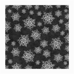 Snowflakes And Star Patterns Grey Snow Medium Glasses Cloth (2 Sides)