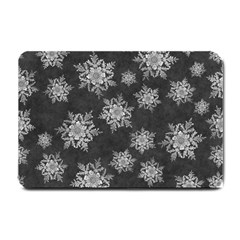 Snowflakes And Star Patterns Grey Snow Small Doormat