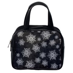 Snowflakes And Star Patterns Grey Snow Classic Handbag (One Side)