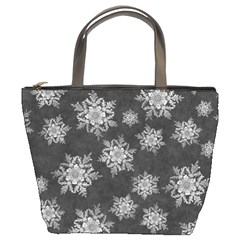 Snowflakes And Star Patterns Grey Snow Bucket Bag