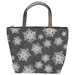 Snowflakes And Star Patterns Grey Snow Bucket Bag Front