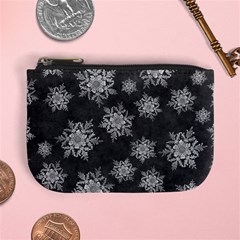 Snowflakes And Star Patterns Grey Snow Mini Coin Purse