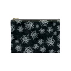 Snowflakes And Star Patterns Grey Snow Cosmetic Bag (medium) by artworkshop