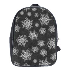 Snowflakes And Star Patterns Grey Snow School Bag (Large)