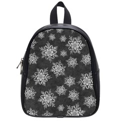 Snowflakes And Star Patterns Grey Snow School Bag (Small)