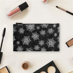 Snowflakes And Star Patterns Grey Snow Cosmetic Bag (small) by artworkshop