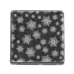 Snowflakes And Star Patterns Grey Snow Memory Card Reader (Square 5 Slot)