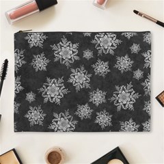 Snowflakes And Star Patterns Grey Snow Cosmetic Bag (xl) by artworkshop