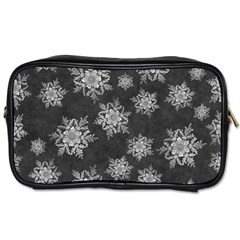 Snowflakes And Star Patterns Grey Snow Toiletries Bag (one Side) by artworkshop