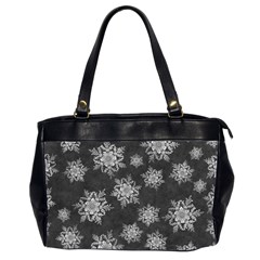 Snowflakes And Star Patterns Grey Snow Oversize Office Handbag (2 Sides)