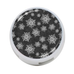 Snowflakes And Star Patterns Grey Snow 4-Port USB Hub (Two Sides)