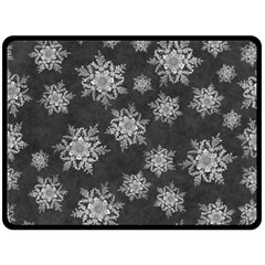 Snowflakes And Star Patterns Grey Snow Fleece Blanket (Large) 