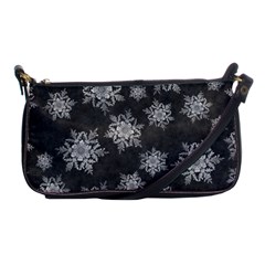 Snowflakes And Star Patterns Grey Snow Shoulder Clutch Bag by artworkshop