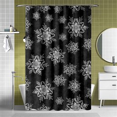 Snowflakes And Star Patterns Grey Snow Shower Curtain 48  x 72  (Small) 