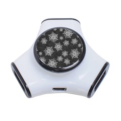 Snowflakes And Star Patterns Grey Snow 3-Port USB Hub