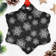 Snowflakes And Star Patterns Grey Snow Ornament (Snowflake)