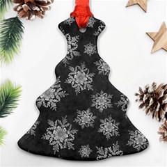 Snowflakes And Star Patterns Grey Snow Christmas Tree Ornament (Two Sides)