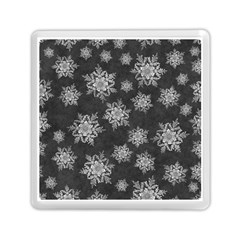 Snowflakes And Star Patterns Grey Snow Memory Card Reader (square) by artworkshop