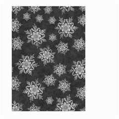 Snowflakes And Star Patterns Grey Snow Large Garden Flag (Two Sides)