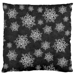 Snowflakes And Star Patterns Grey Snow Large Cushion Case (One Side)