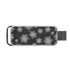 Snowflakes And Star Patterns Grey Snow Portable Usb Flash (one Side) by artworkshop