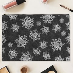 Snowflakes And Star Patterns Grey Snow Cosmetic Bag (XXL)