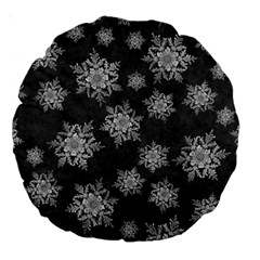 Snowflakes And Star Patterns Grey Snow Large 18  Premium Round Cushions