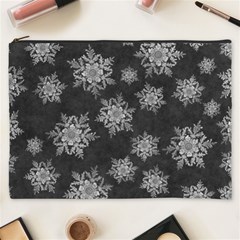 Snowflakes And Star Patterns Grey Snow Cosmetic Bag (xxxl) by artworkshop