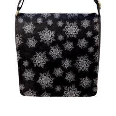 Snowflakes And Star Patterns Grey Snow Flap Closure Messenger Bag (L)