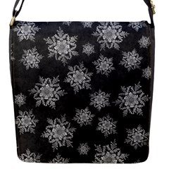 Snowflakes And Star Patterns Grey Snow Flap Closure Messenger Bag (s) by artworkshop