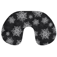 Snowflakes And Star Patterns Grey Snow Travel Neck Pillow