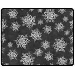 Snowflakes And Star Patterns Grey Snow Double Sided Fleece Blanket (Medium) 