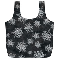 Snowflakes And Star Patterns Grey Snow Full Print Recycle Bag (xl) by artworkshop