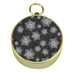 Snowflakes And Star Patterns Grey Snow Gold Compasses