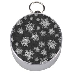 Snowflakes And Star Patterns Grey Snow Silver Compasses